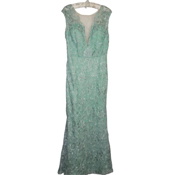 Maxi Dress NEW Lace Mint Green Formal Gown Prom Special Occasion - Picture 6 of 6